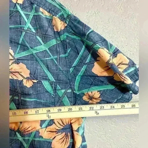 Urban Pipeline Men's Hawaiian Shirt X- Large Blue Peach Floral Print - Picture 6 of 7